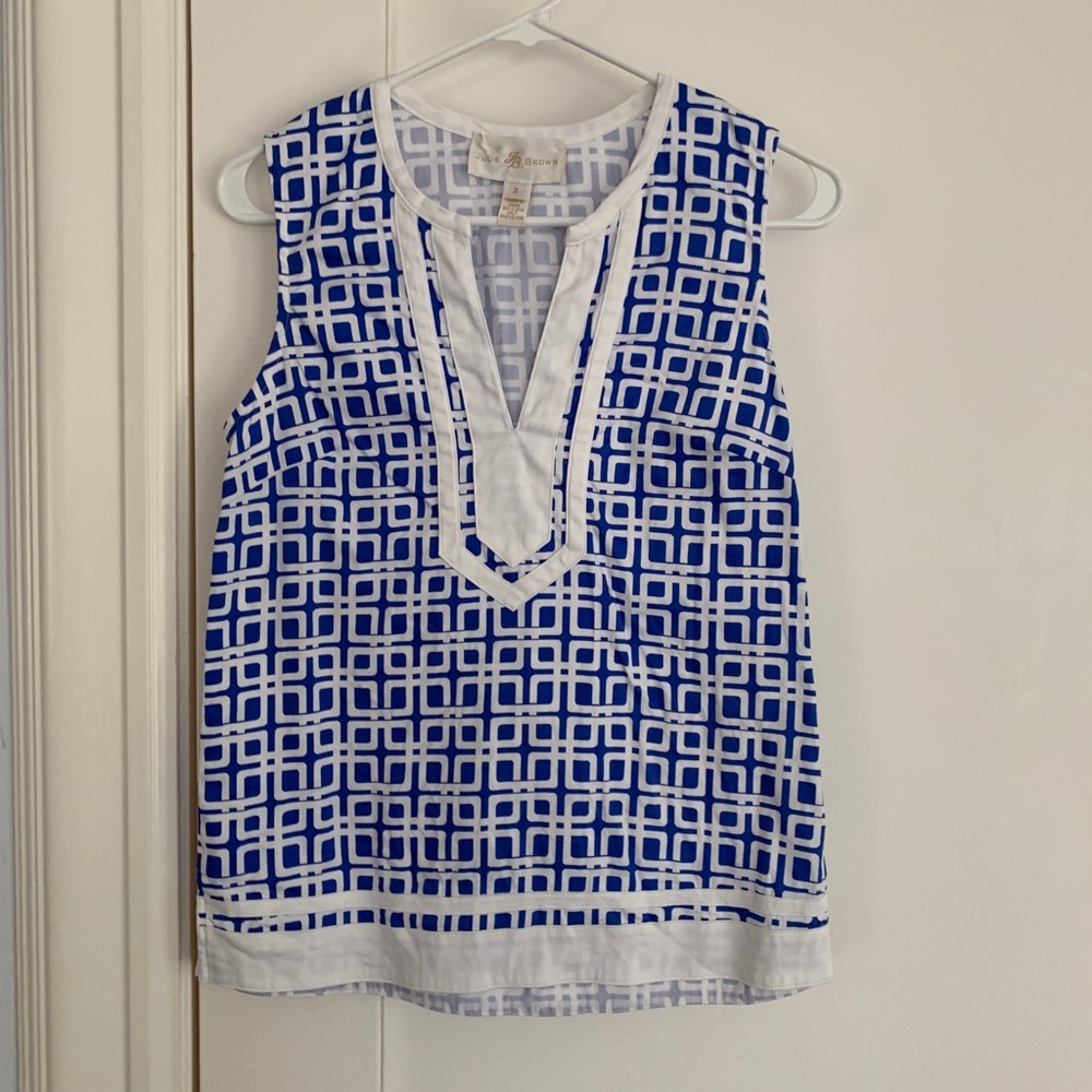 JB by Julie Brown sleeveless blue/white tunic sz 2